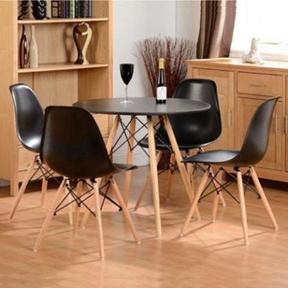 Imagem de Mesa De Jantar Eames Eiffel Wood Tampo De Mdf 80cm Preto