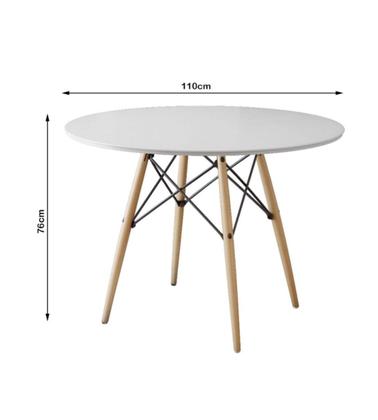 Imagem de Mesa De Jantar Eiffel Redondo Tampo De Madeira 110cm Branco2