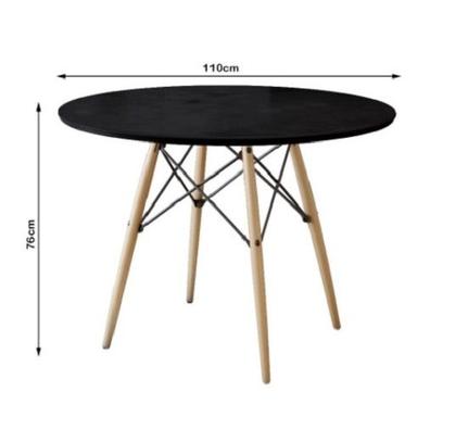 Imagem de Mesa De Jantar Eiffel Redondo Tampo De Madeira 110cm Preto