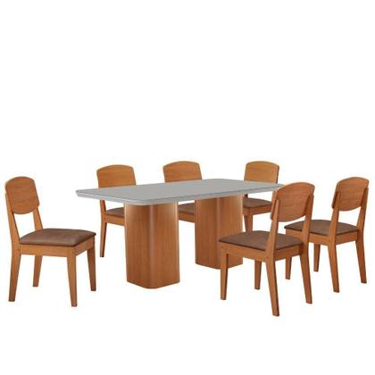 Imagem de Mesa De Jantar Eloise 180cm Tampo Mdf 6 Cadeiras Moderna Tork /nat/off/serig. Off