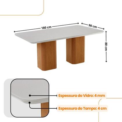 Imagem de Mesa De Jantar Eloise 180cm Tampo Mdf 6 Cadeiras Moderna Tork /nat/off/serig. Off