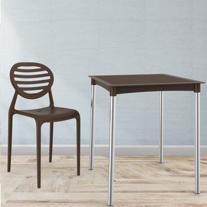 Imagem de Mesa de Jantar em Rattan Pés em Alumínio Atto Marrom/Chocolate