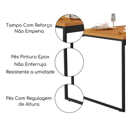 Imagem de Mesa de Jantar Estilo Industrial Rústico 80x80cm em Madeira e Aço para Cozinha