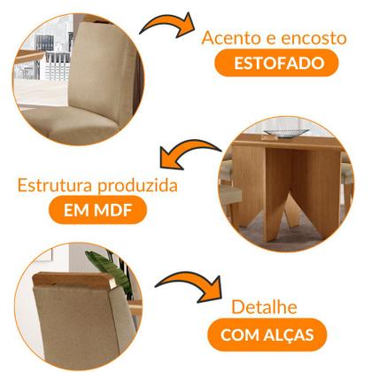 Imagem de Mesa de Jantar Evora 120cm MDF Canto copo e com 4 Cadeiras Athenas