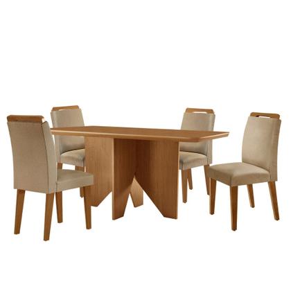 Imagem de Mesa de Jantar Evora 120cm MDF Canto copo e com 4 Cadeiras Athenas