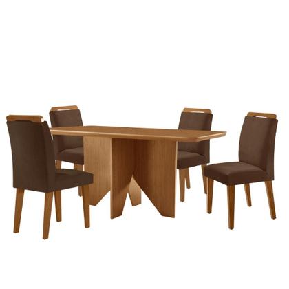 Imagem de Mesa de Jantar Evora 120cm MDF Canto copo e com 4 Cadeiras Athenas