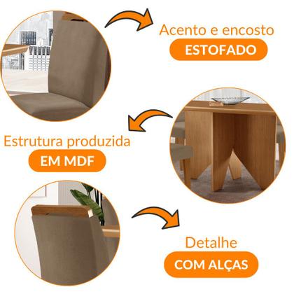 Imagem de Mesa de Jantar Evora 120cm MDF Canto copo e com 4 Cadeiras Athenas