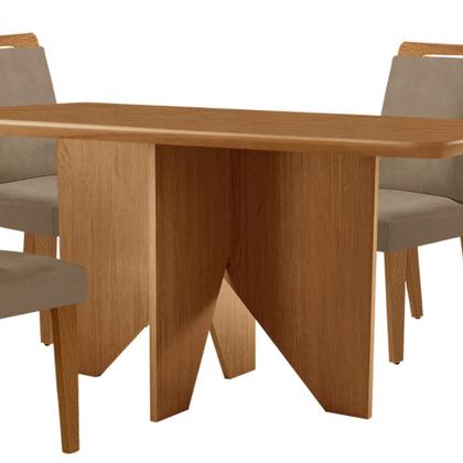Imagem de Mesa de Jantar Evora 120cm MDF Canto copo e com 4 Cadeiras Athenas