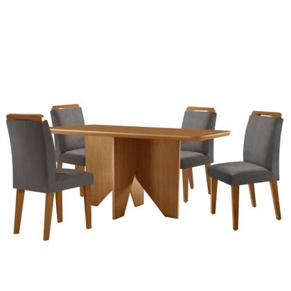 Imagem de Mesa de Jantar Evora 120cm MDF Canto copo e com 4 Cadeiras Athenas