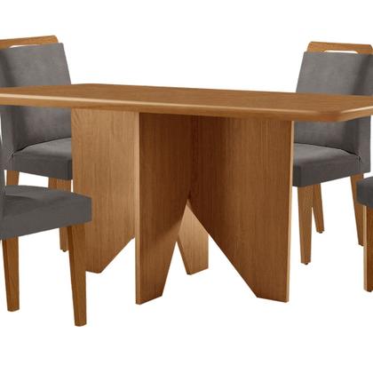Imagem de Mesa de Jantar Evora 120cm MDF Canto copo e com 4 Cadeiras Athenas