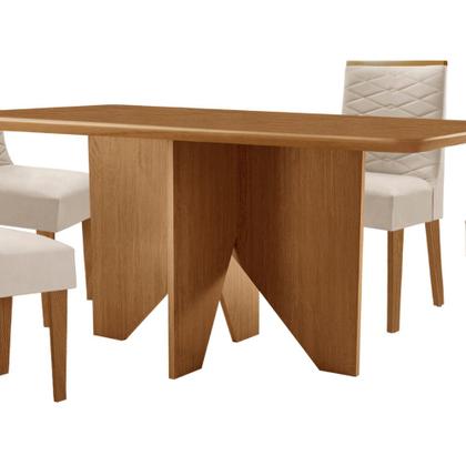 Imagem de Mesa de Jantar Evora 120cm MDF Canto copo e com 4 Cadeiras Safira