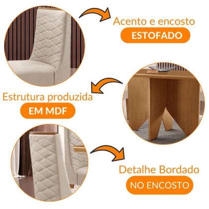 Imagem de Mesa de Jantar Evora 120cm MDF Canto copo e com 4 Cadeiras Safira