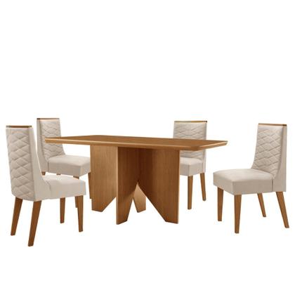 Imagem de Mesa de Jantar Evora 120cm MDF Canto copo e com 4 Cadeiras Safira
