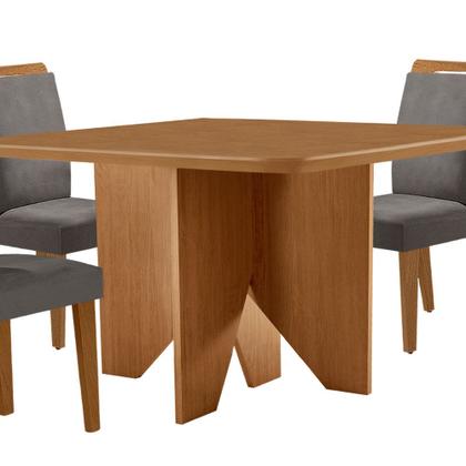 Imagem de Mesa de Jantar Evora 90cm MDF Canto copo e com 4 Cadeiras Athenas