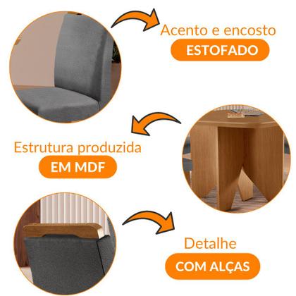 Imagem de Mesa de Jantar Evora 90cm MDF Canto copo e com 4 Cadeiras Athenas