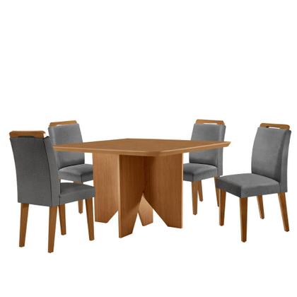 Imagem de Mesa de Jantar Evora 90cm MDF Canto copo e com 4 Cadeiras Athenas