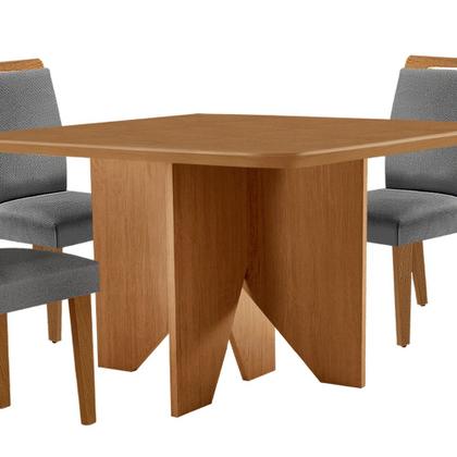 Imagem de Mesa de Jantar Evora 90cm MDF Canto copo e com 4 Cadeiras Athenas