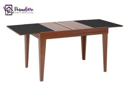 Imagem de Mesa De Jantar Extensível 1.20 a 1.80 Com Vidro Pés Madeira Gênova