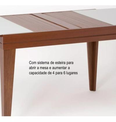 Imagem de Mesa De Jantar Extensível 1.20 a 1.80 Com Vidro Pés Madeira Gênova