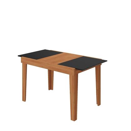 Imagem de Mesa de Jantar Extensível 120cm Naturalle Pinhão - Vidro Preto