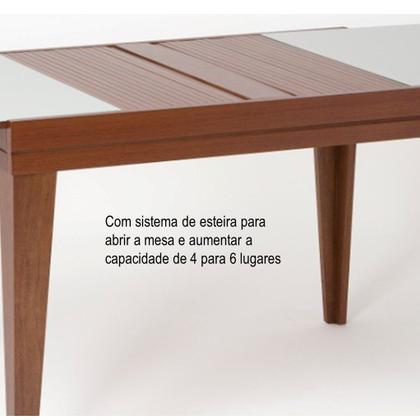 Imagem de Mesa de Jantar Extensível Madeira Maciça Tampo com Vidro Paris