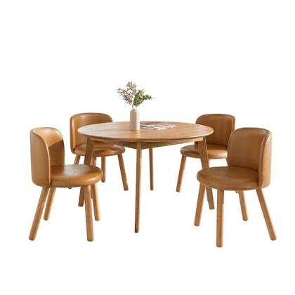 Imagem de Mesa de Jantar Extensível Redonda com 4 Cadeiras Madeira Maciça Tasila Yescasa