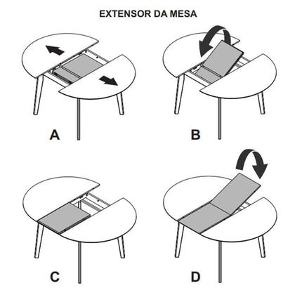 Imagem de Mesa de Jantar Extensível Redonda com 4 Cadeiras Madeira Maciça Tasila Yescasa
