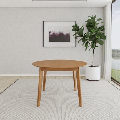 Imagem de Mesa de Jantar Extensível Redonda com 4 Cadeiras Madeira Maciça Tasila Yescasa