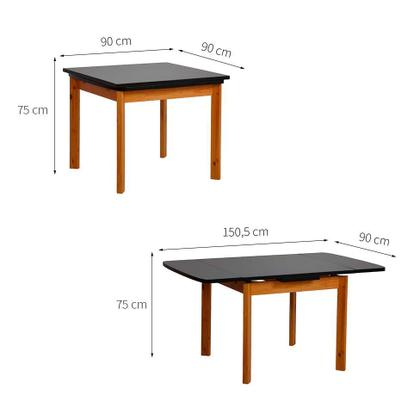 Imagem de Mesa de Jantar Extensível Retangular Marea Preta e Castanho 151 cm