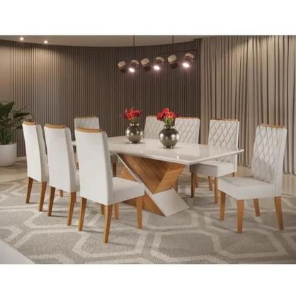 Imagem de Mesa de Jantar Galak 200x90cm com 8 Cadeiras Iza Viero