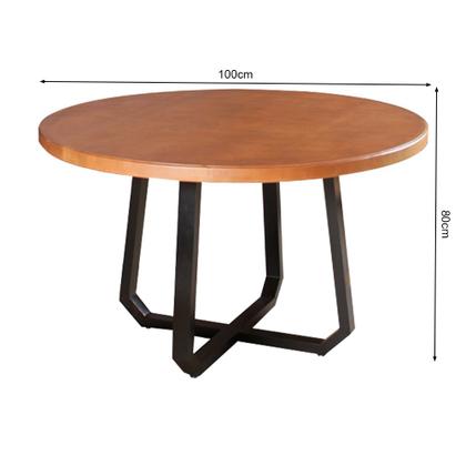 Imagem de Mesa de Jantar Industrial Clarisse Redonda 1m Madeira Base Alumínio - Tampo Castanho