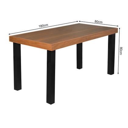 Imagem de Mesa de Jantar Industrial Felícia Retangular 180x80cm Madeira Base Alumínio - Castanho