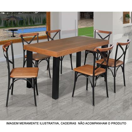 Imagem de Mesa de Jantar Industrial Felícia Retangular 180x80cm Madeira Base Alumínio - Castanho
