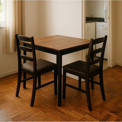 Imagem de Mesa de Jantar Industrial para 4 Lugares 70x70cm Amadeirada Rústica Retalho MDF Premium Metalon 30x30mm Estilo e Elegância