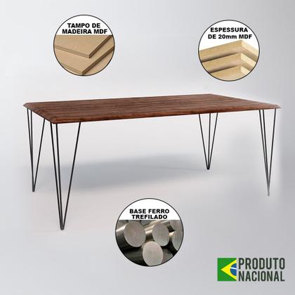 Imagem de Mesa de Jantar Industrial Retangular Clips Amêndoa 135x75 de Ferro Preto
