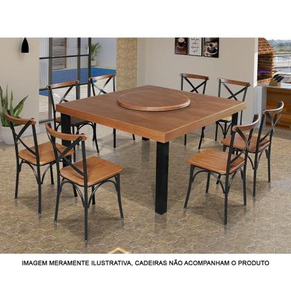 Imagem de Mesa De Jantar Indústrial Sophia 1,50M Quadrada Com Prato Giratório - Castanho - Marrom