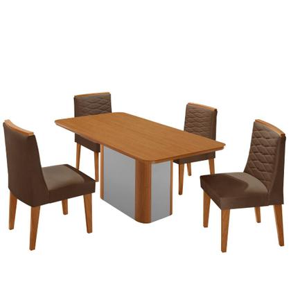 Imagem de Mesa de Jantar Isadora 120cm Tampo MDF Laminado com 4 Cadeiras Eloise