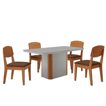 Imagem de Mesa de Jantar Isadora 120cm Tampo MDF Vidro com 4 Cadeiras Copper
