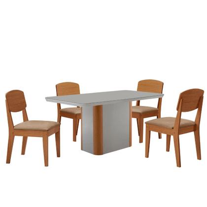 Imagem de Mesa de Jantar Isadora 120cm Tampo MDF Vidro com 4 Cadeiras Copper