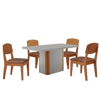 Imagem de Mesa de Jantar Isadora 120cm Tampo MDF Vidro com 4 Cadeiras Copper