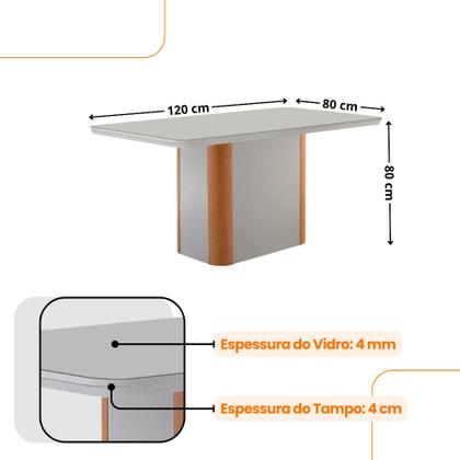 Imagem de Mesa de Jantar Isadora 120cm Tampo MDF Vidro com 4 Cadeiras Diane