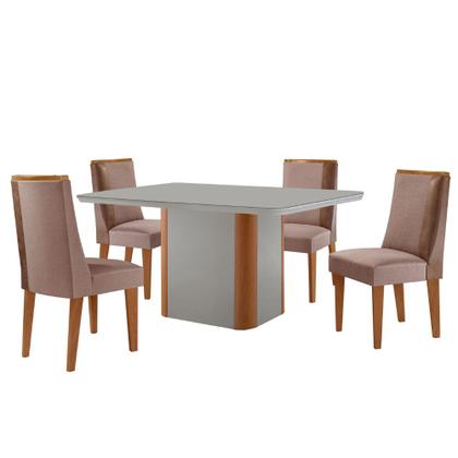 Imagem de Mesa de Jantar Isadora 120cm Tampo MDF Vidro com 4 Cadeiras Diane