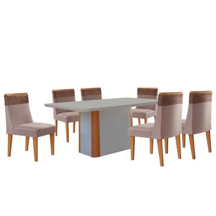 Imagem de Mesa de Jantar Isadora 180cm Tampo MDF Vidro com 6 Cadeiras Andes
