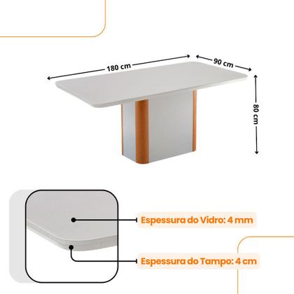 Imagem de Mesa de Jantar Isadora 180cm Tampo MDF Vidro com 6 Cadeiras Eloise