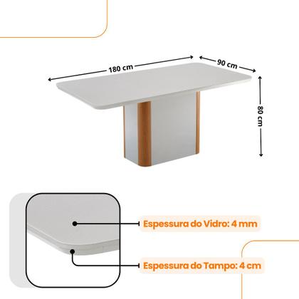 Imagem de Mesa de Jantar Isadora 180cm Tampo MDF Vidro com 6 Cadeiras Eloise