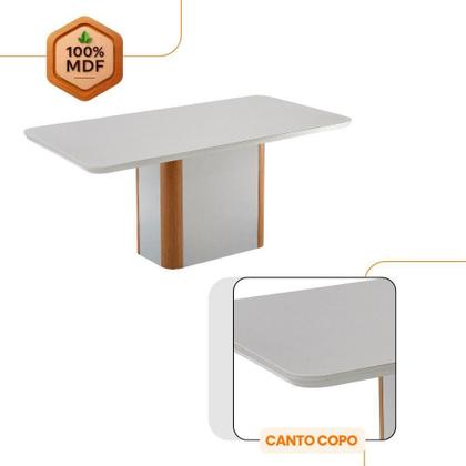 Imagem de Mesa De Jantar Isadora 180cm Tampo Mdf Vidro Com 6 Cadeiras Veludo Creme/off/nat/serig. Off