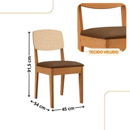 Imagem de Mesa De Jantar Isadora 180cm Tampo Mdf Vidro Com 6 Cadeiras Veludo Marrom/off/nat/serig Off