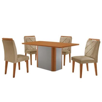 Imagem de Mesa De Jantar Isadora Mdf Com 4 Cadeiras Moderna Mobilia Turim 07/naturale Laminado