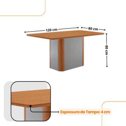 Imagem de Mesa de Jantar Isadora Tampo 120cm MDF Canto Copo e 4 Cadeiras Melissa Moderna Mobilia