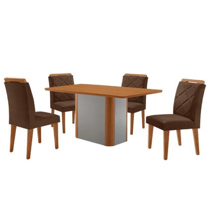 Imagem de Mesa de Jantar Isadora Tampo 120cm MDF Canto Copo e 4 Cadeiras Melissa Moderna Mobilia